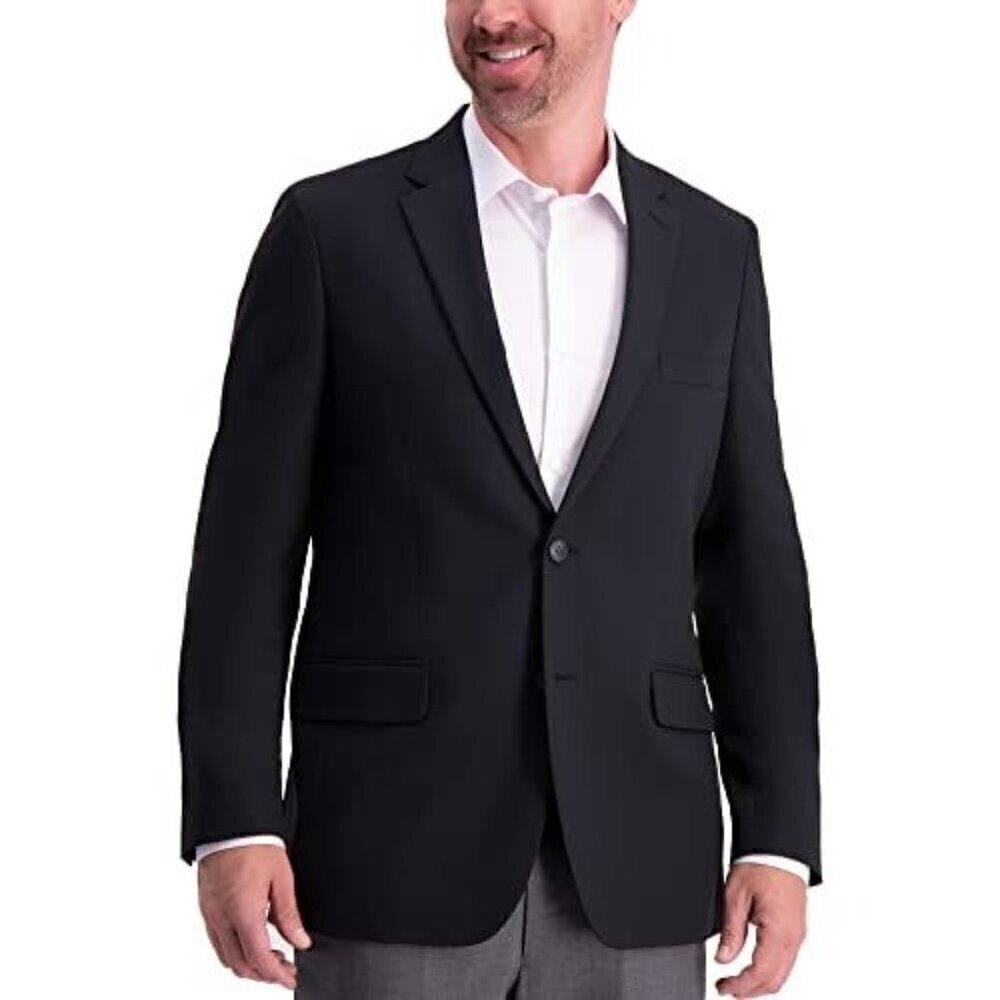 Haggar In Motion he Active Series Classic Fit Gabardine Blazer 46L Navy